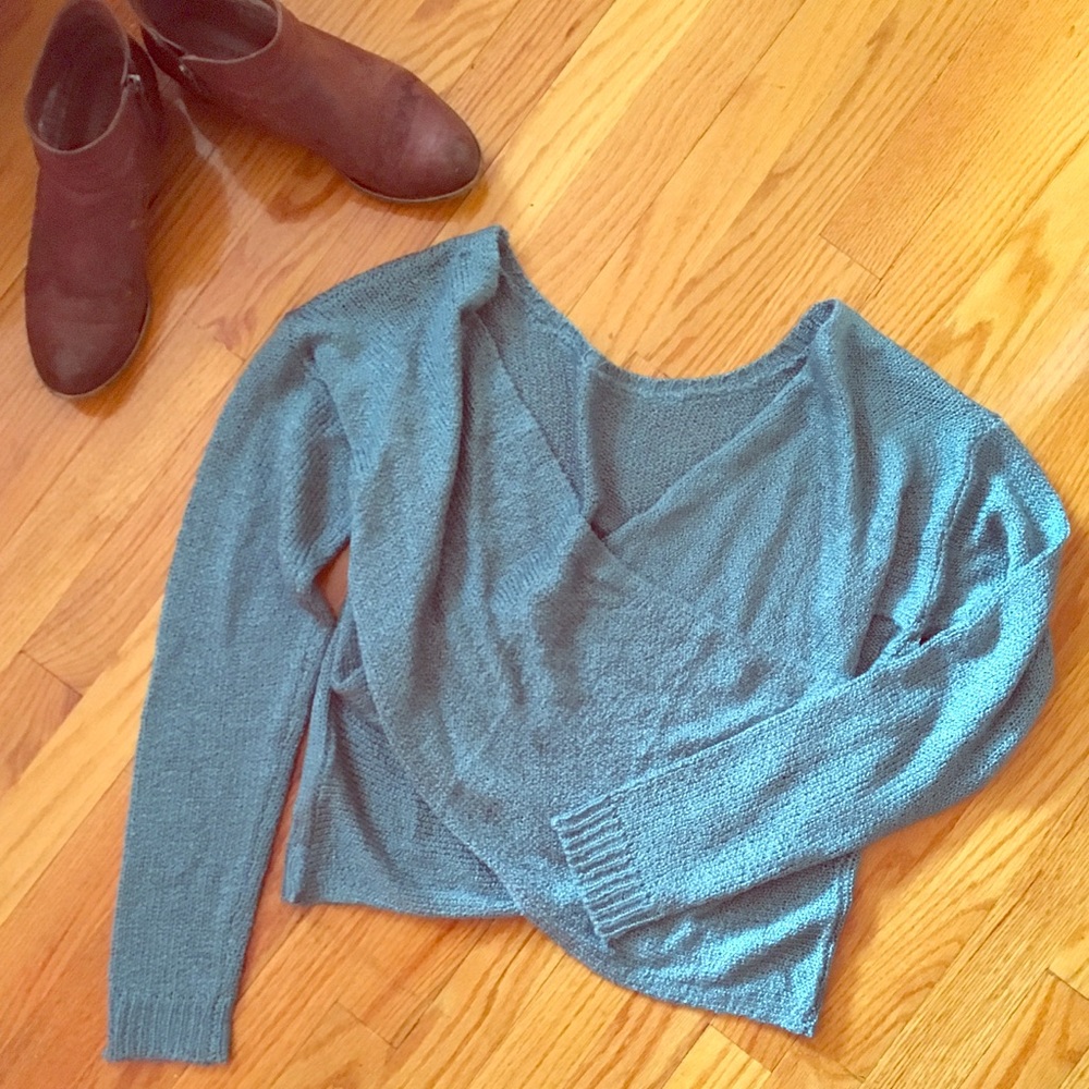 Super Cozy Blue Wrap Sweater. Forever 21.